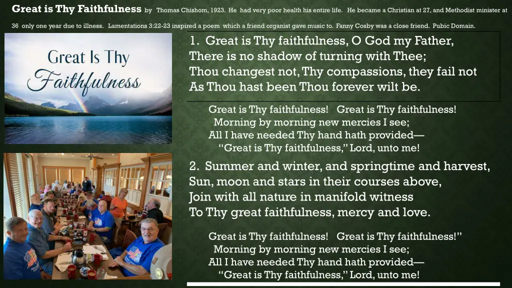 great is thy faithfulness by thomas chishom 1923