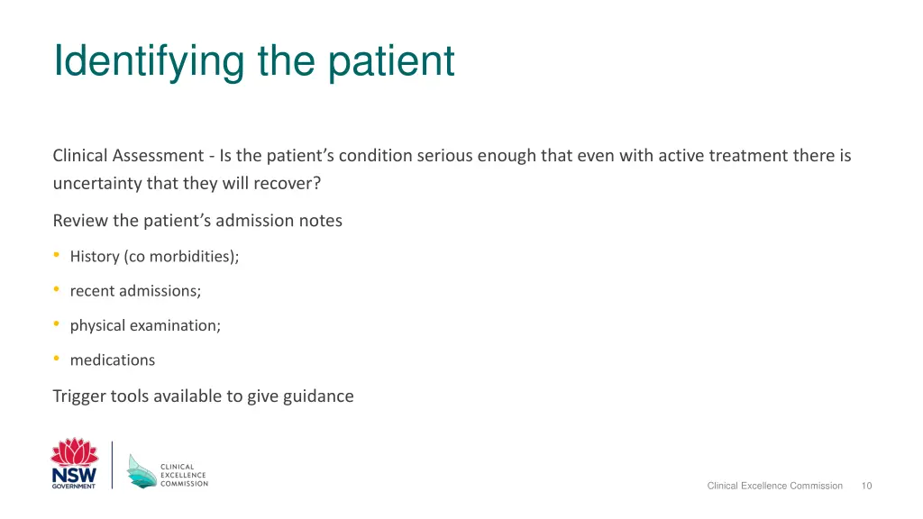 identifying the patient