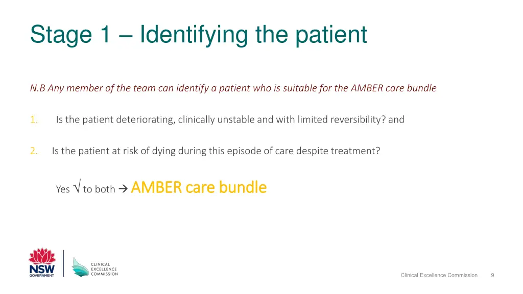 stage 1 identifying the patient