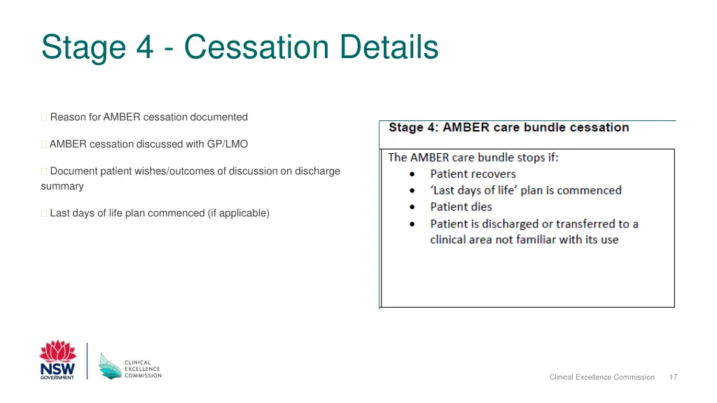 stage 4 cessation details