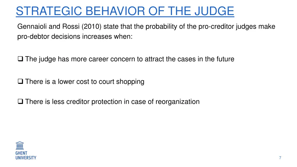 strategic behavior of the judge