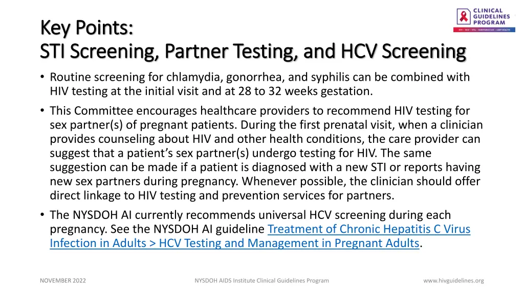 key points key points sti screening partner