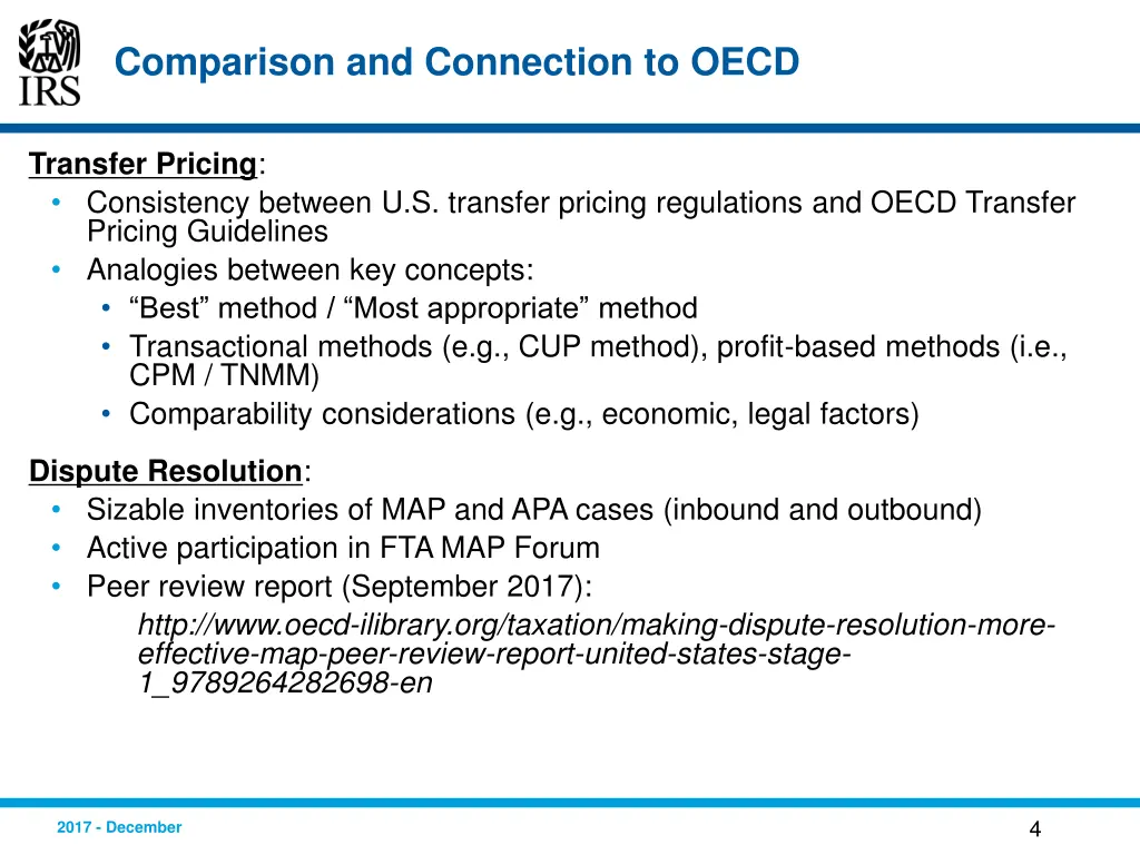 comparison and connection to oecd