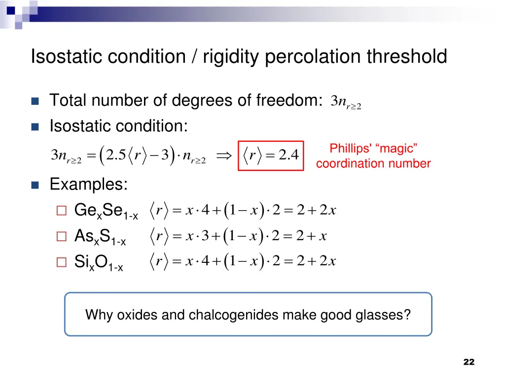 isostatic condition rigidity percolation threshold