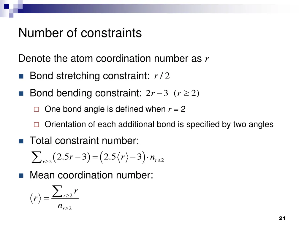 number of constraints