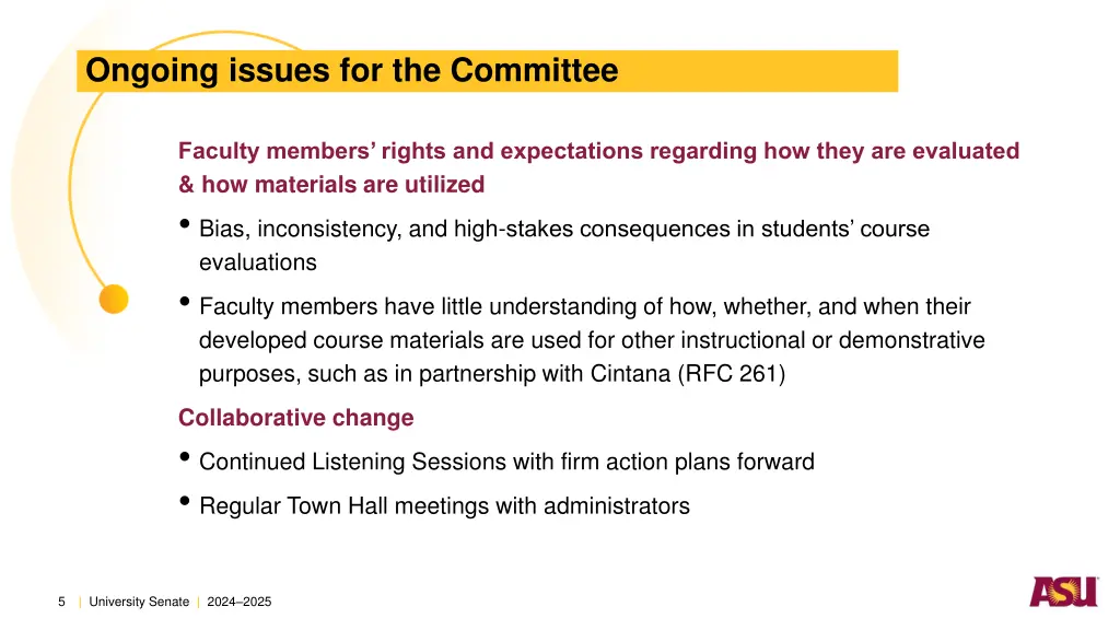 ongoing issues for the committee 1