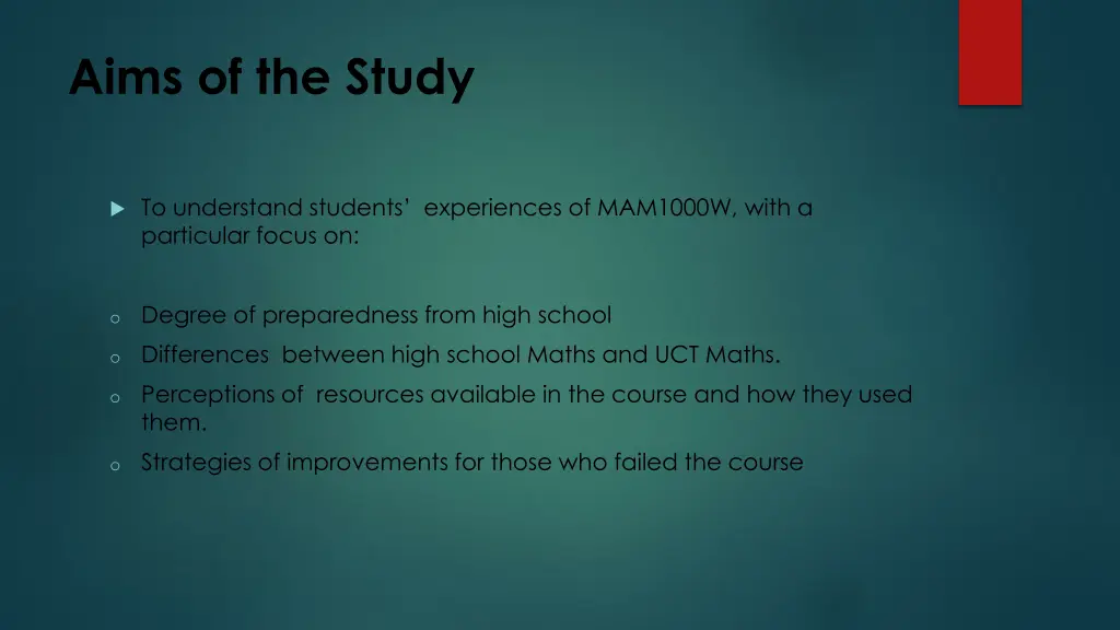 aims of the study