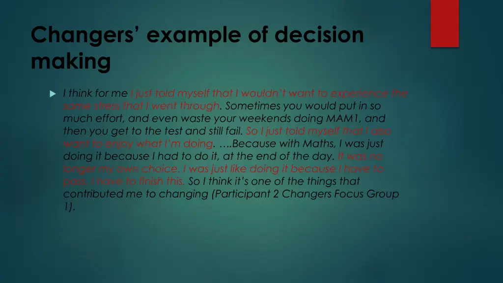 changers example of decision making