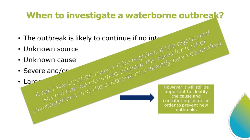 when to investigate a waterborne outbreak 1