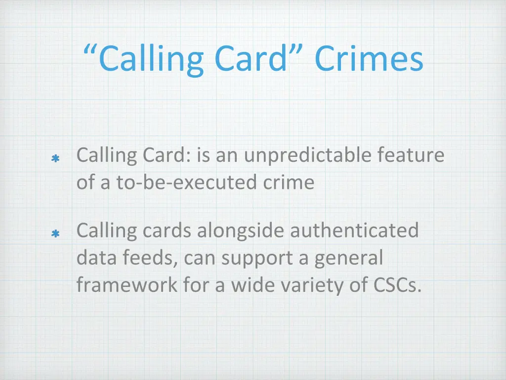 calling card crimes