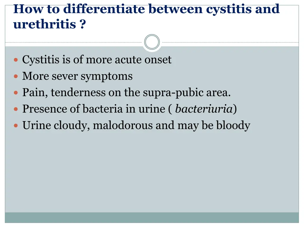 how to differentiate between cystitis