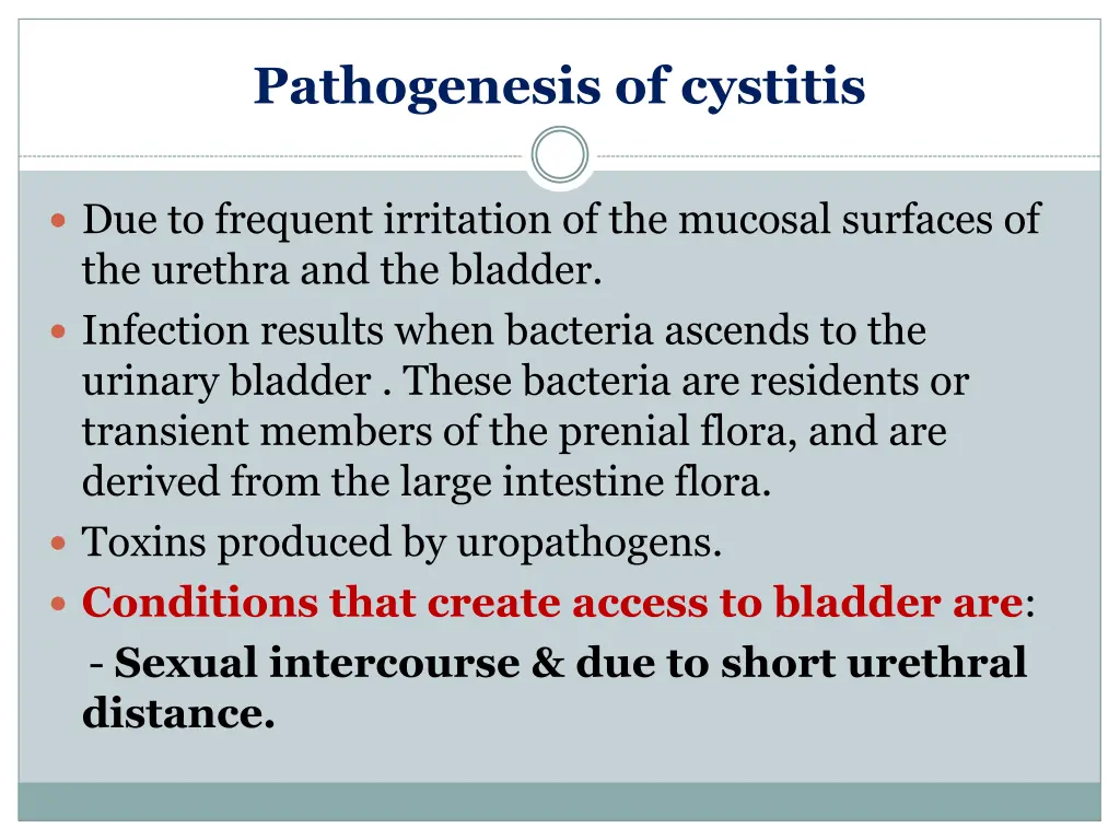 pathogenesis of cystitis