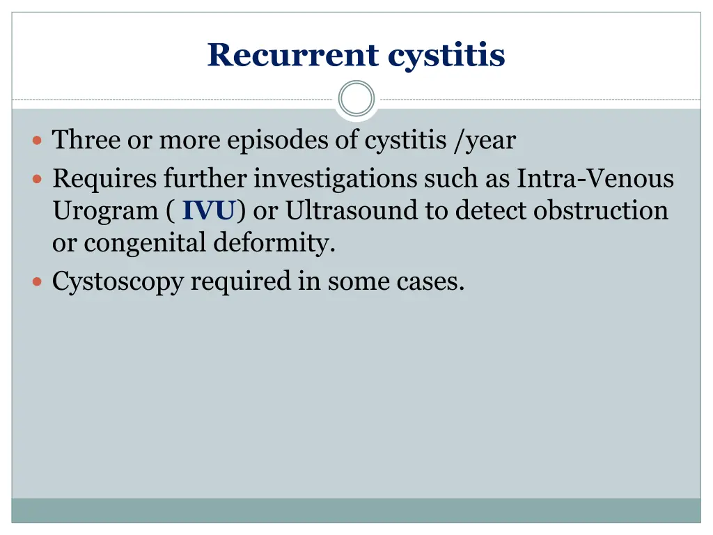 recurrent cystitis