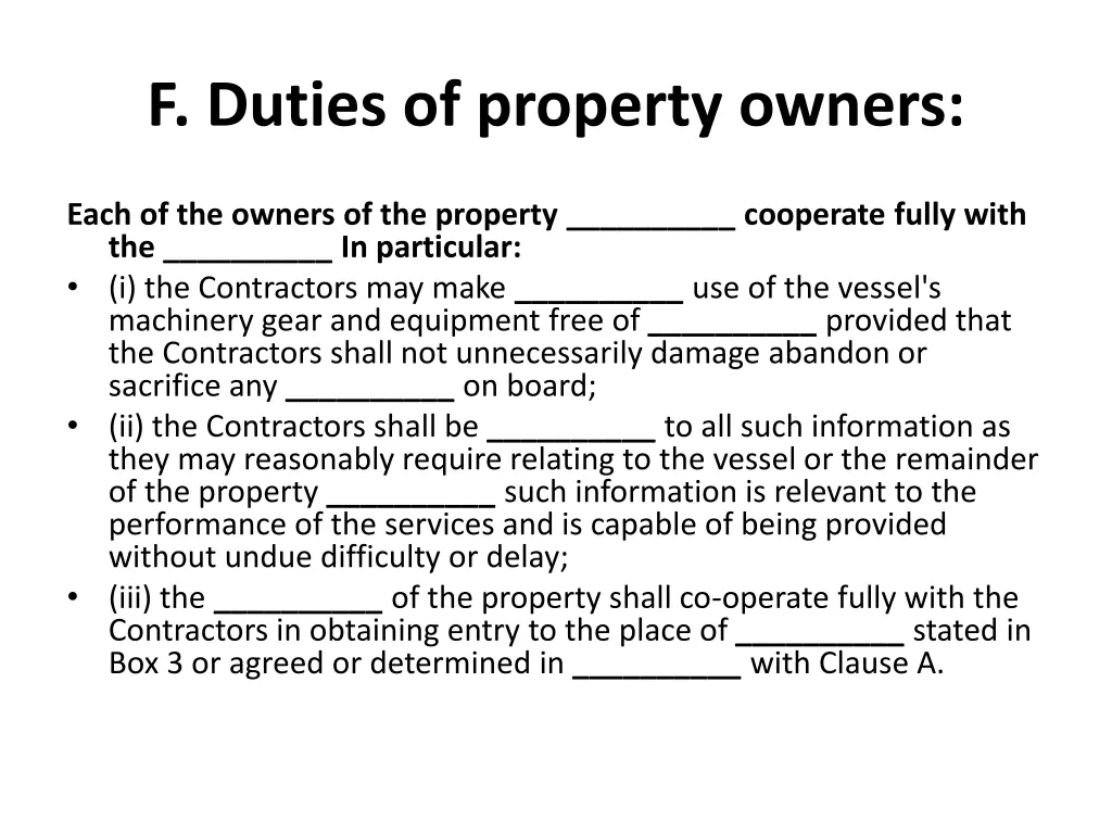 f duties of property owners 1