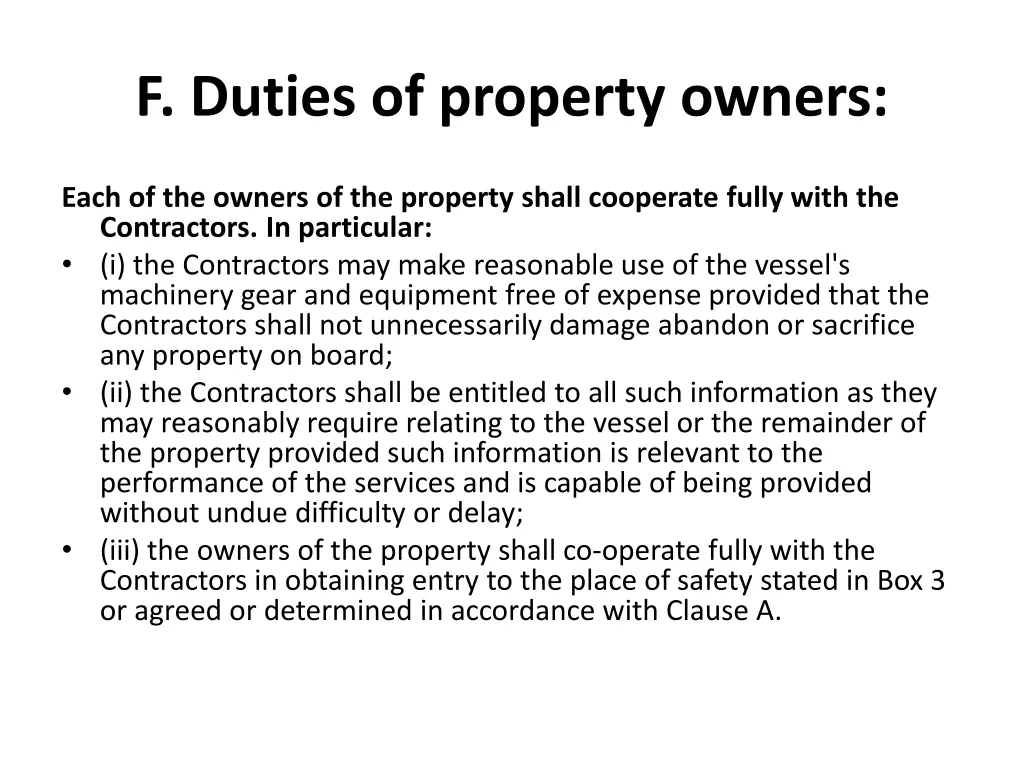 f duties of property owners