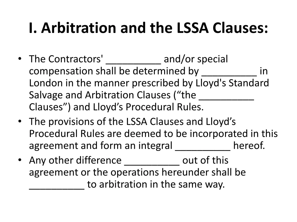 i arbitration and the lssa clauses 1