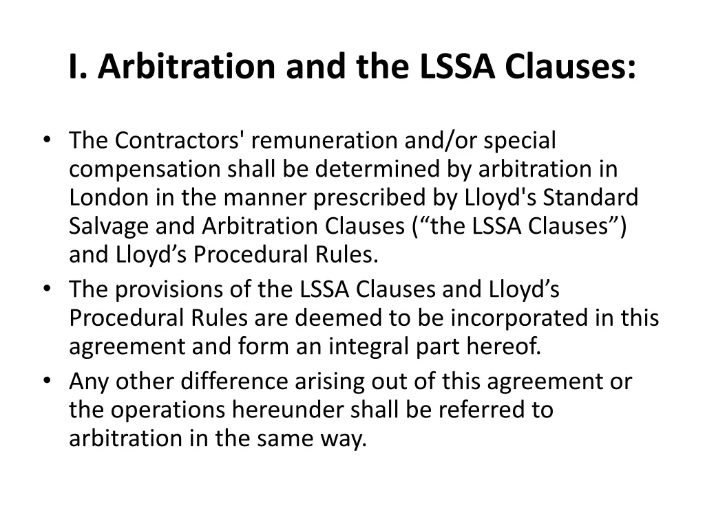 i arbitration and the lssa clauses