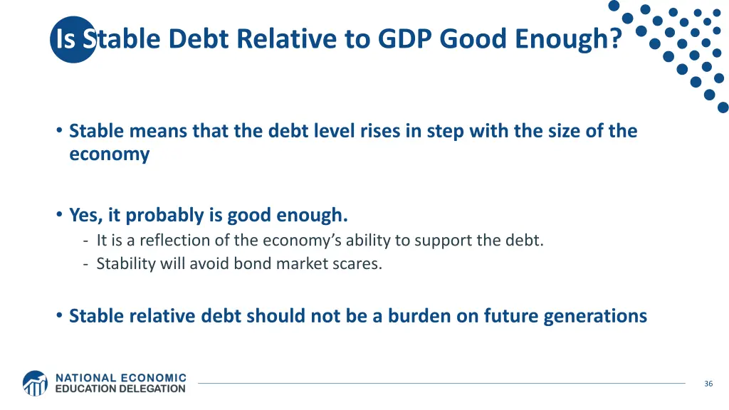 is stable debt relative to gdp good enough