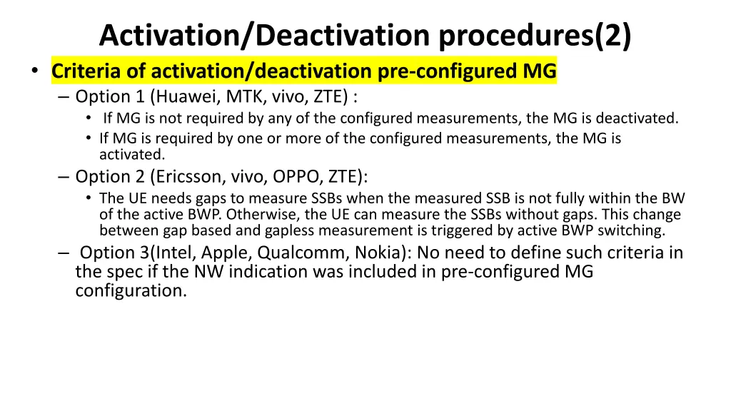 activation deactivation procedures 2 criteria