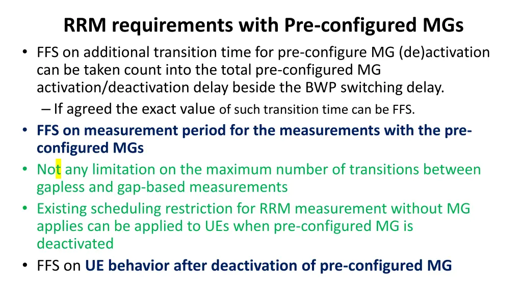 rrm requirements with pre configured