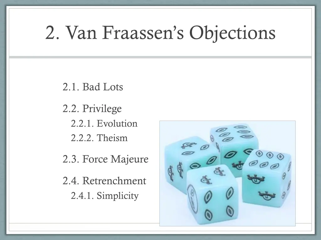 2 van fraassen s objections