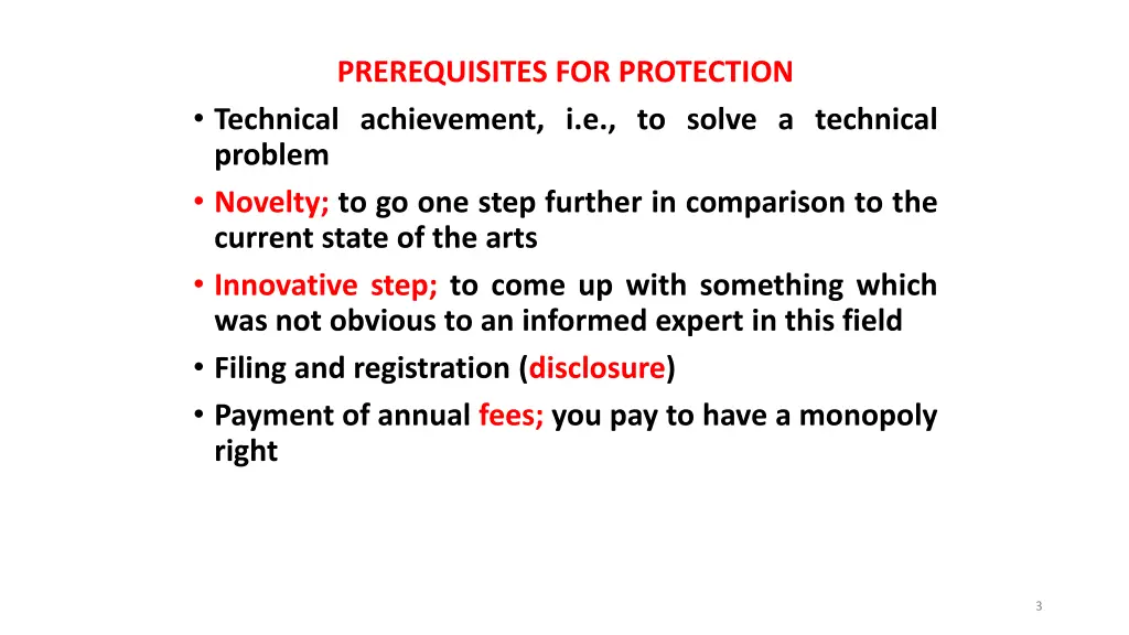 prerequisites for protection technical