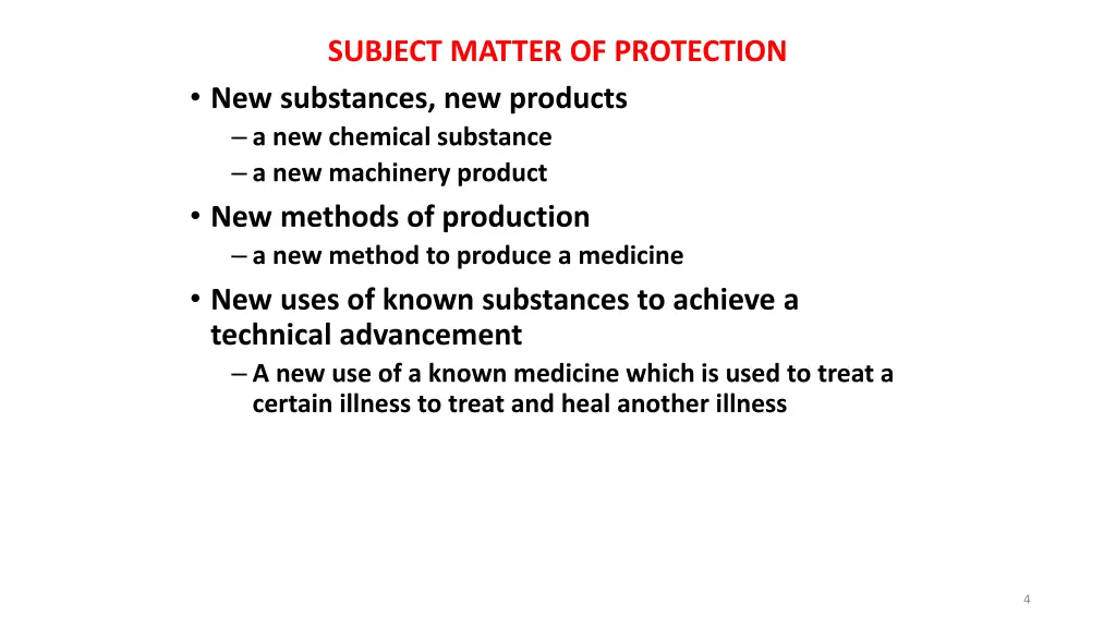 subject matter of protection new substances