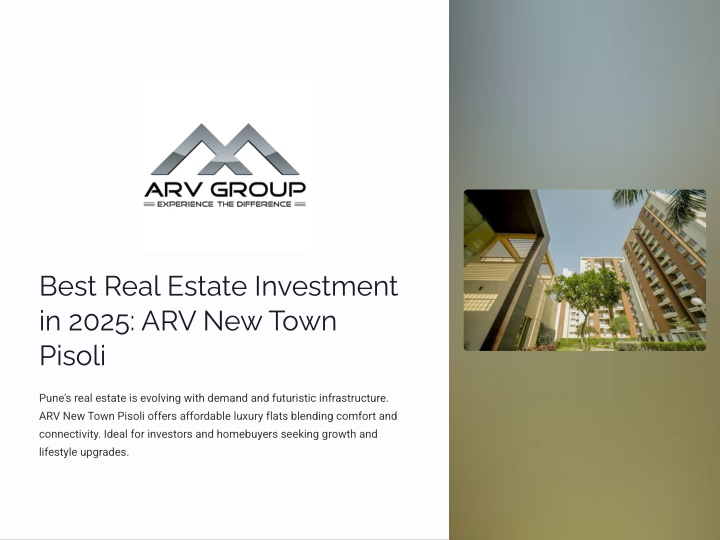 best real estate investment in 2025 arv new town