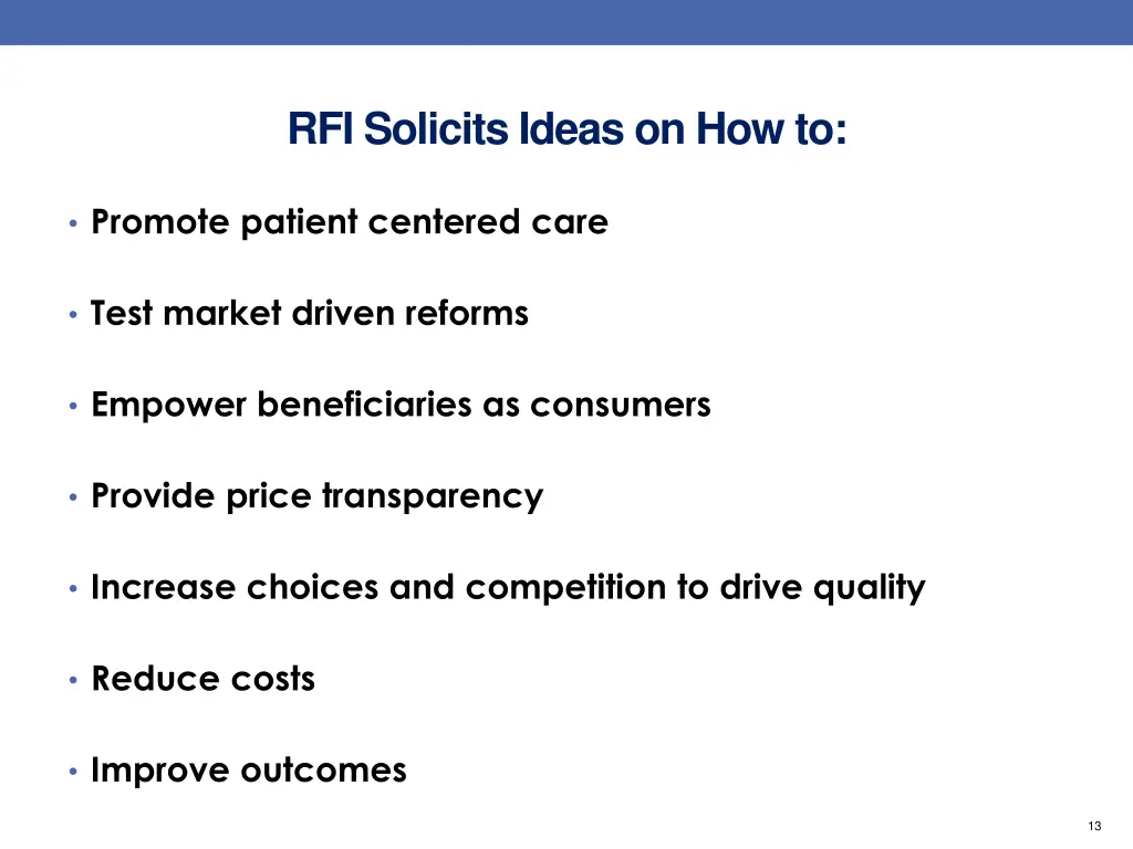 rfi solicits ideas on how to
