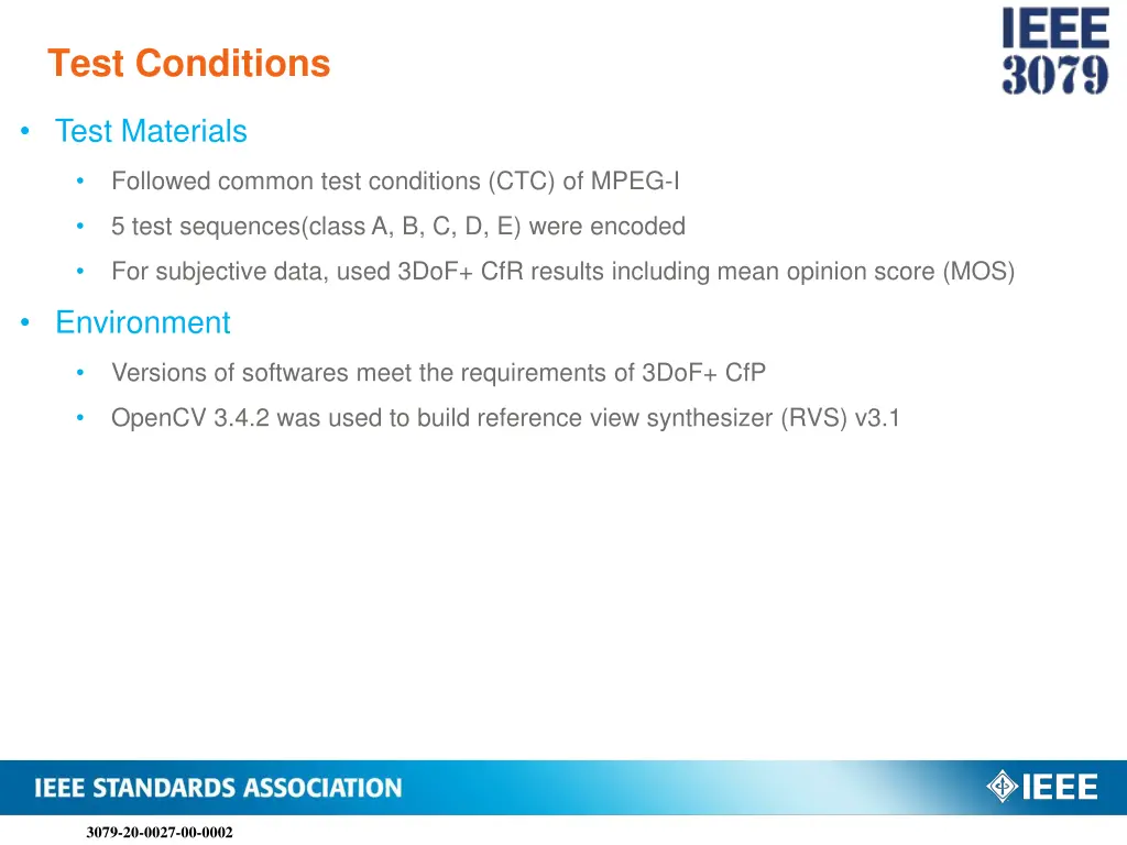 test conditions