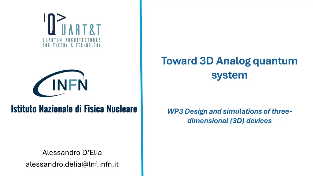 toward 3d analog quantum system