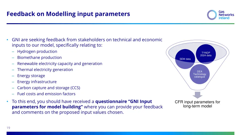 feedback on modelling input parameters