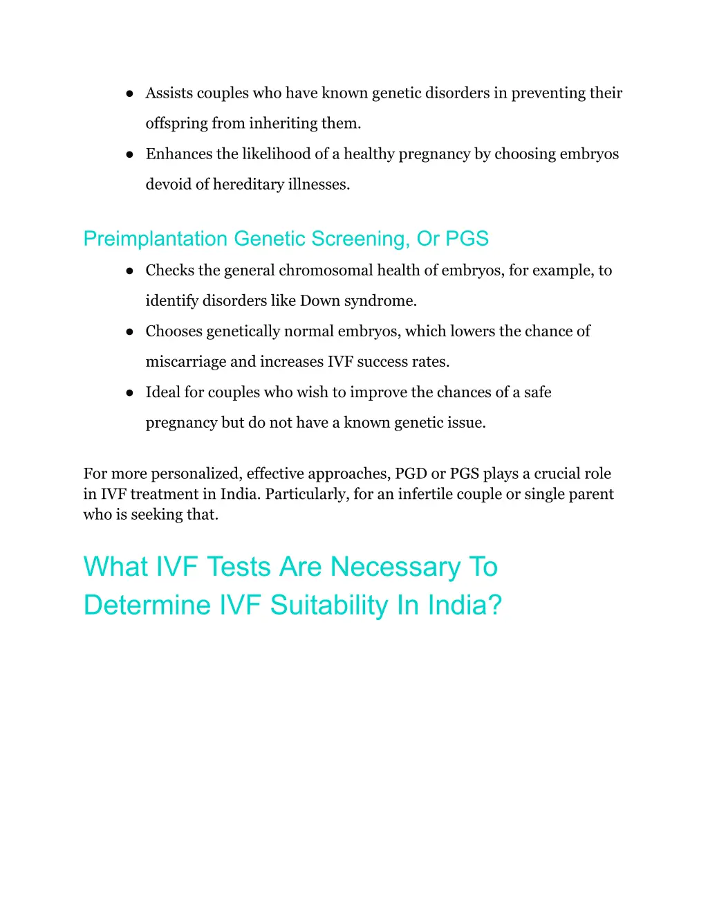 assists couples who have known genetic disorders