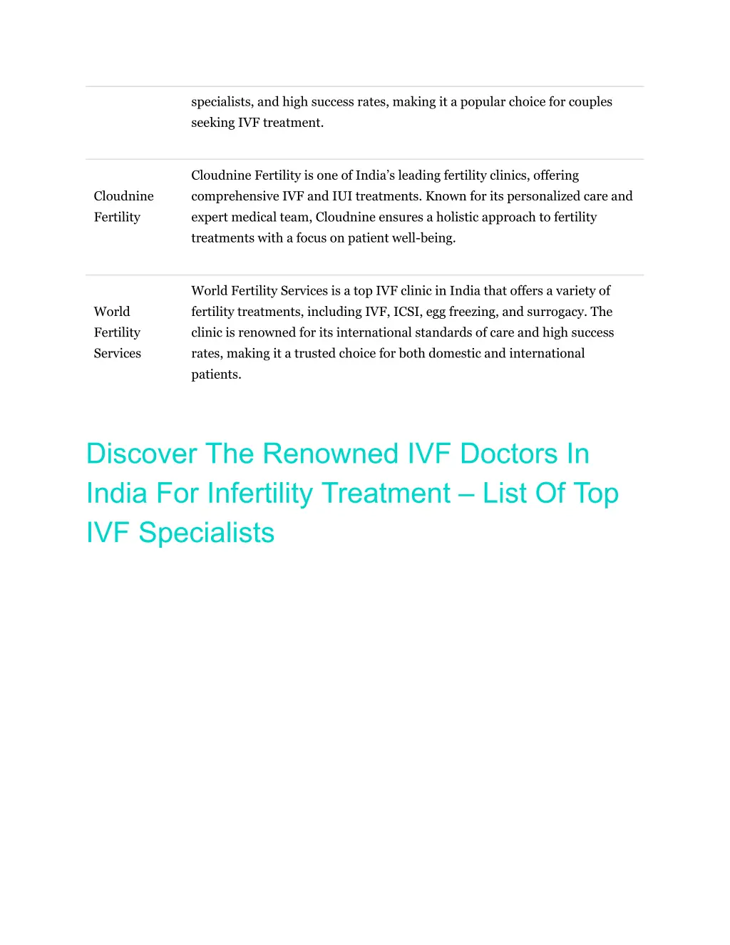 specialists and high success rates making