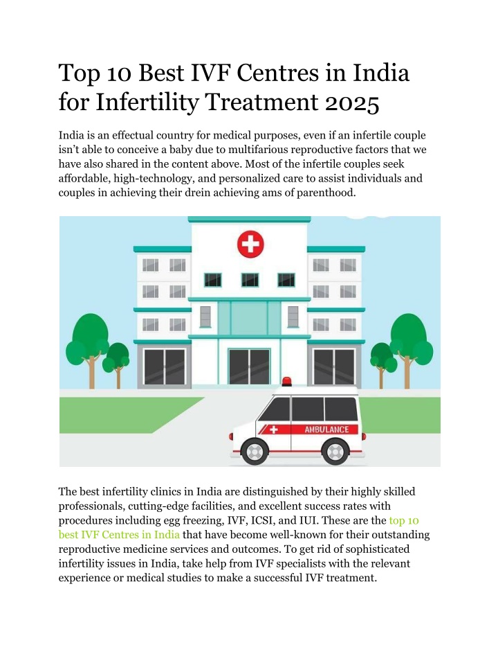 top 10 best ivf centres in india for infertility