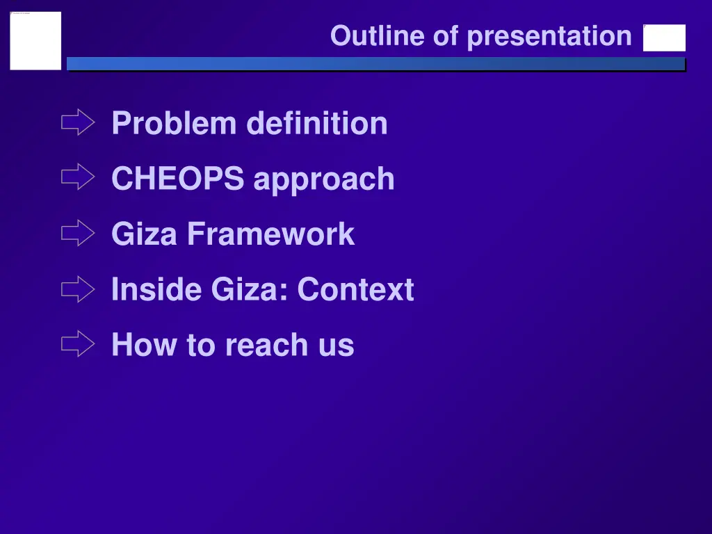 outline of presentation