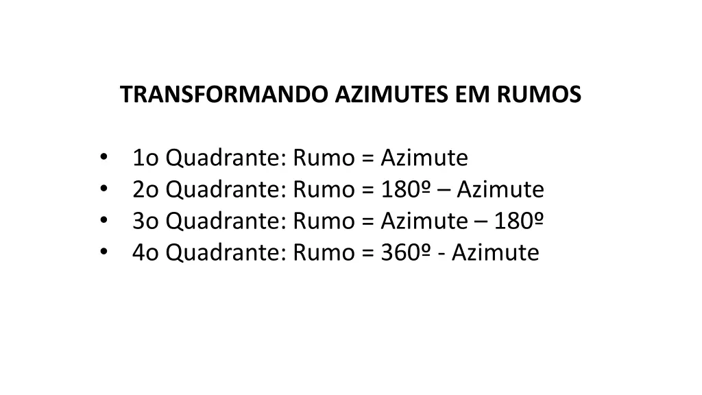 transformando azimutes em rumos