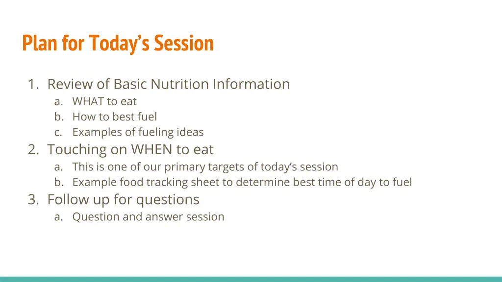 plan for today s session