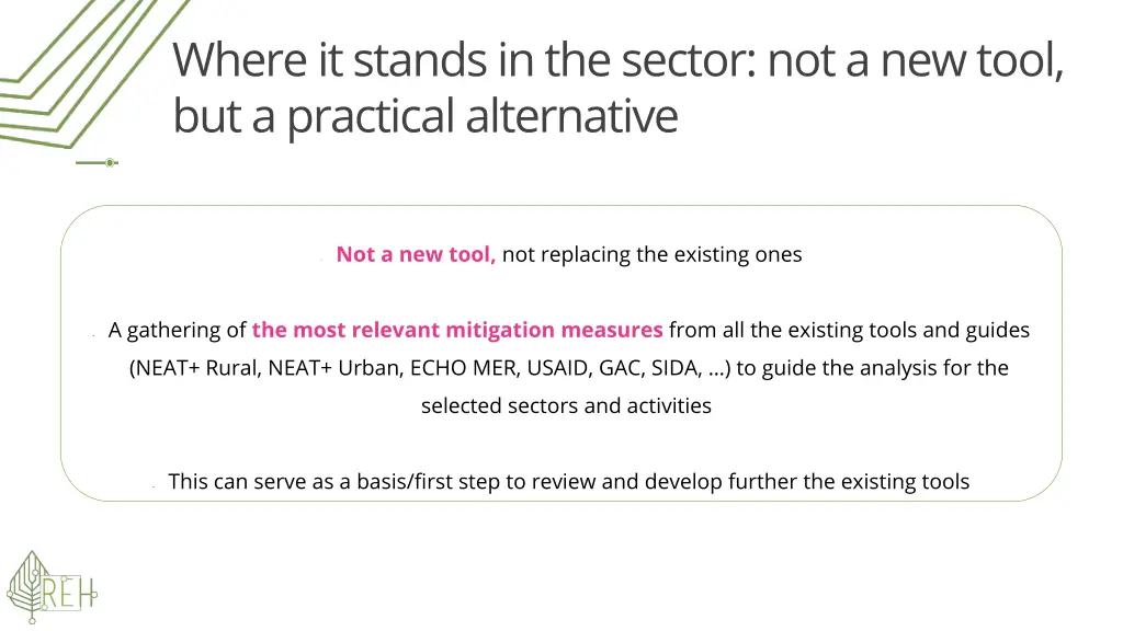 whereitstands in the sector not a new tool