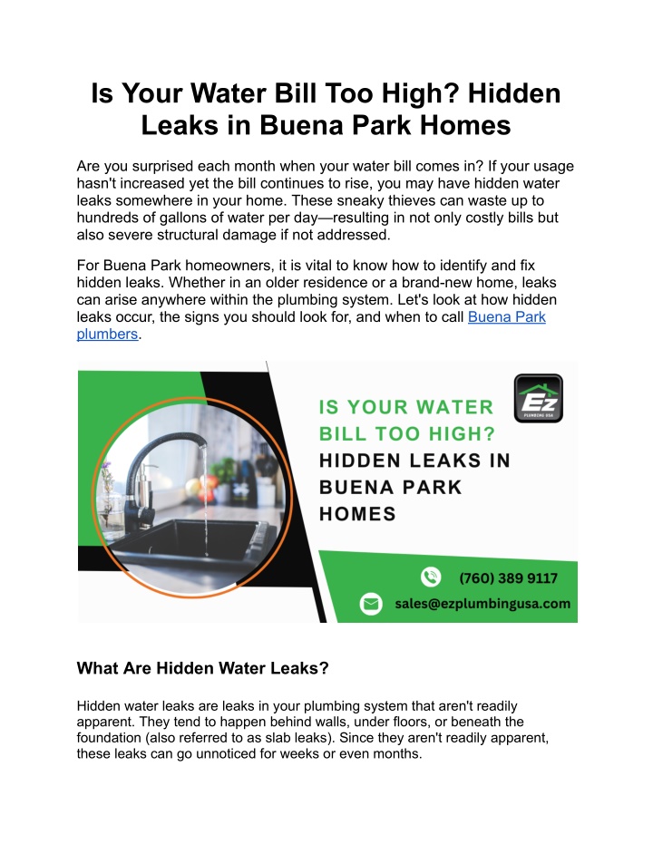 is your water bill too high hidden leaks in buena