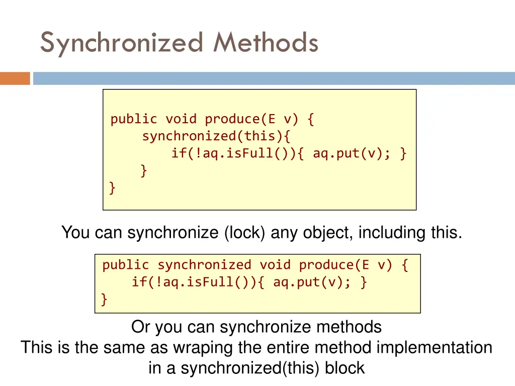 synchronized methods