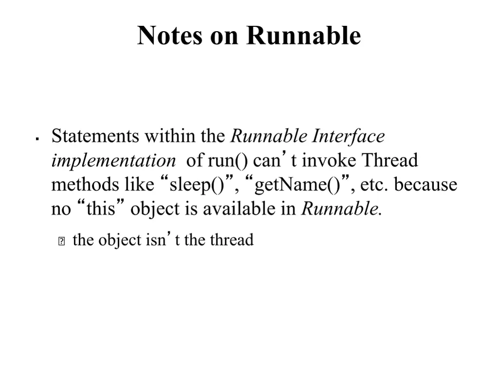 notes on runnable
