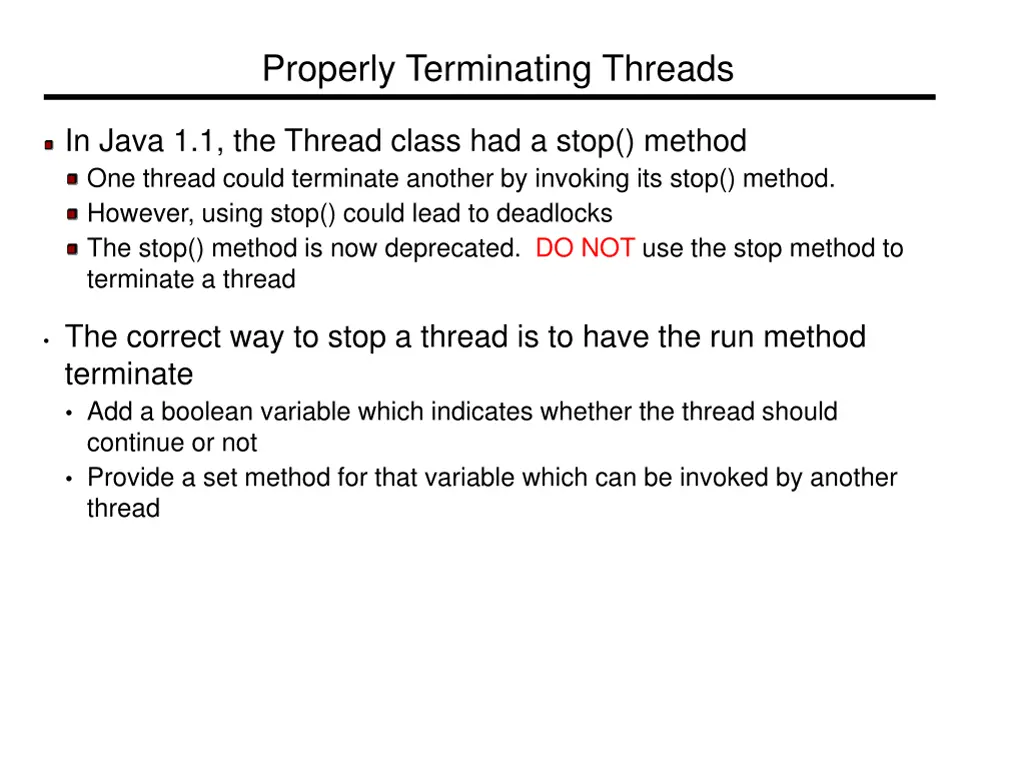 properly terminating threads