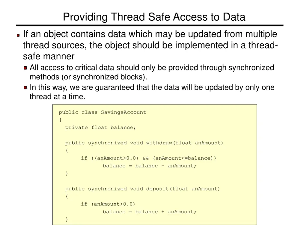 providing thread safe access to data