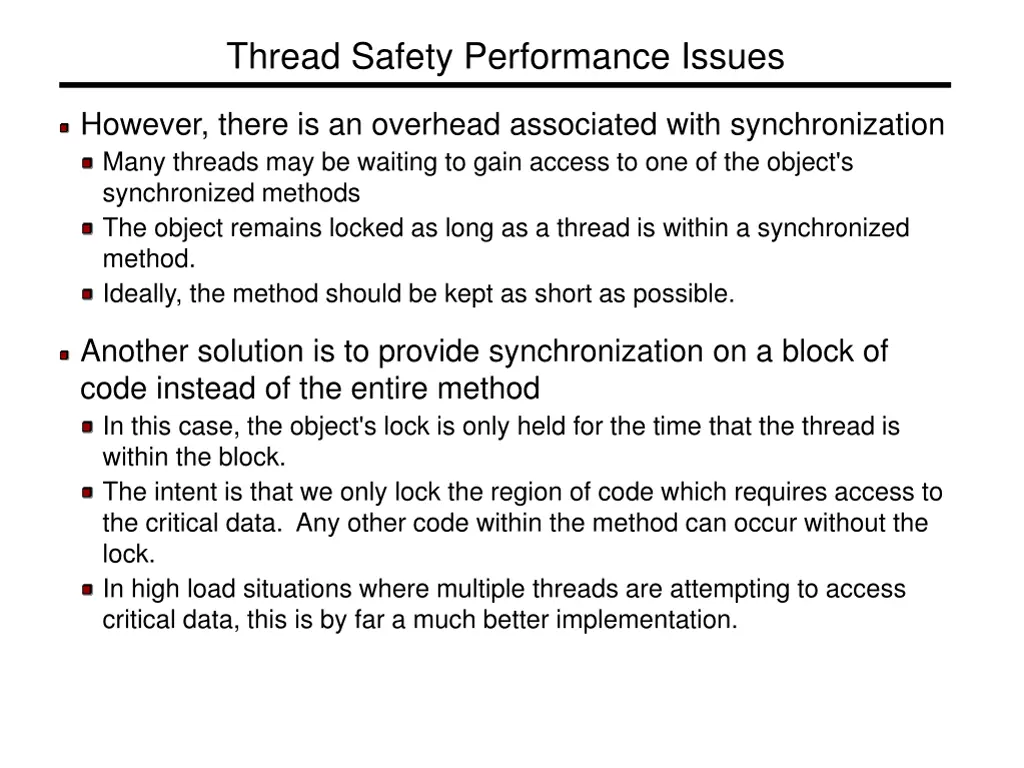 thread safety performance issues