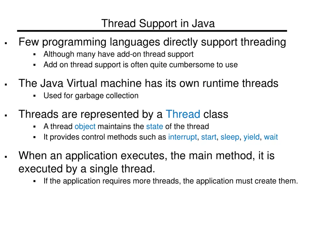 thread support in java