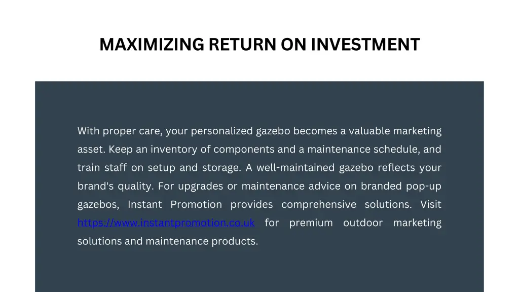 maximizing return on investment