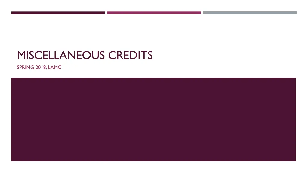 miscellaneous credits