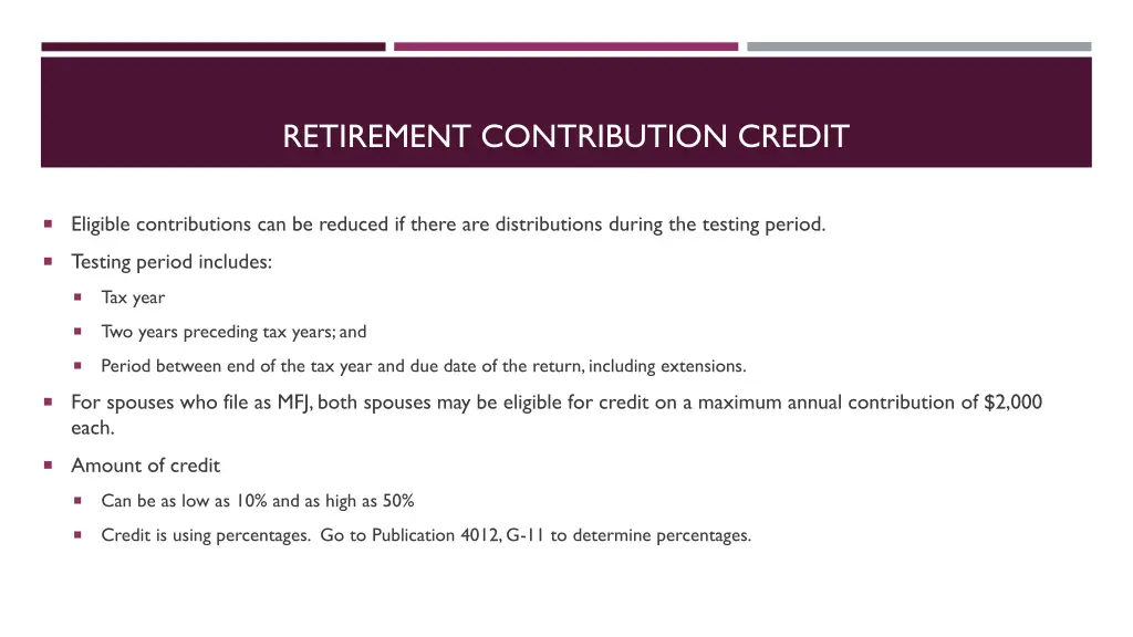 retirement contribution credit