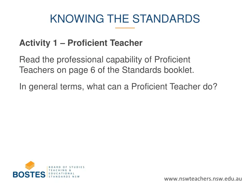 knowing the standards